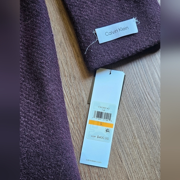 Calvin Klein wool blend 2 layer coat wine burgundy size Small new with tags - Picture 3 of 6